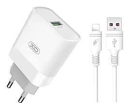 Сетевое зарядное устройство с быстрой зарядкой XO L63 15w QC3.0 home charger + Lightning cable white - фото Сетевое зарядное устройство с быстрой зарядкой XO L63 15w QC3.0 home charger + Lightning cable white