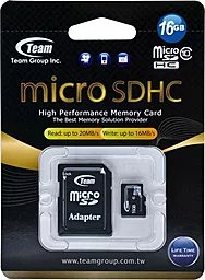 Карта пам'яті Team microSDHC 16GB Class 10 + SD-адаптер (TUSDH16GCL1003)