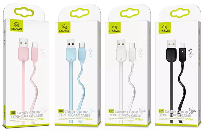 Кабель Usams U6 Candy USB-A - Lightning 10w 1.2м cable Pink - фото 9