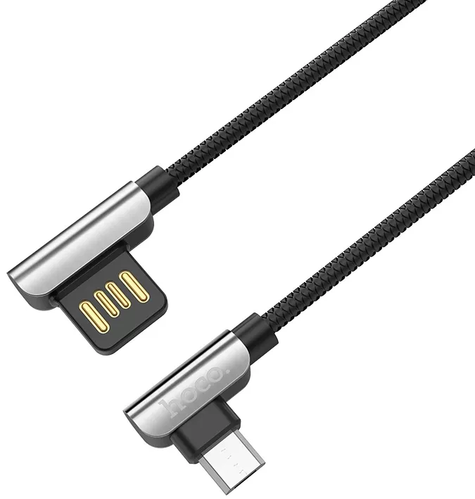 Кабель Hoco U42 Exquisite Steel USB-A - micro USB 12w 2.4a 1.2м cable Black - фото 2