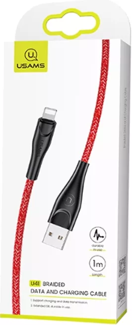 Кабель Usams U41 Braided USB-A - Lightning 10w 1м cable Red - фото 3