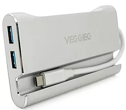 Мультипортовый USB Type-C хаб Veggieg 7-in-1 silver (TC07-S) - фото Мультипортовый USB Type-C хаб Veggieg 7-in-1 silver (TC07-S)