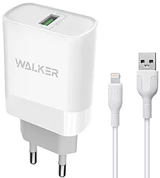 Сетевое зарядное устройство Walker WH-35 15w QC3.0 USB-A wireless charger + Lightning cable white