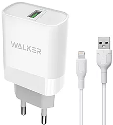 Сетевое зарядное устройство Walker WH-35 15w QC3.0 USB-A wireless charger + Lightning cable white - фото Сетевое зарядное устройство Walker WH-35 15w QC3.0 USB-A wireless charger + Lightning cable white
