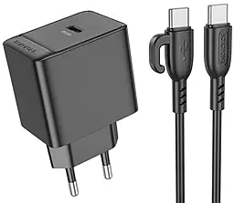 Мережевий зарядний пристрій Borofone BAS15A Erudite 30w PD USB-C fsat charger + USB-C to USB-C cable black - фото Мережевий зарядний пристрій Borofone BAS15A Erudite 30w PD USB-C fsat charger + USB-C to USB-C cable black