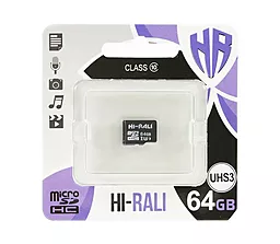 Карта пам'яті Hi-Rali microSDXC 64GB Class 10 UHS-I U3 (HI-64GBSDU3CL10-00) - фото Карта пам'яті Hi-Rali microSDXC 64GB Class 10 UHS-I U3 (HI-64GBSDU3CL10-00)