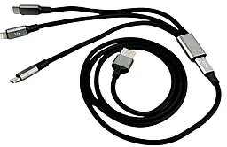 Універсальний кабель WUW X222 3-in-1 USB-A to 2xType-C/Lightning 12w 2.4a 1.2м cable Black