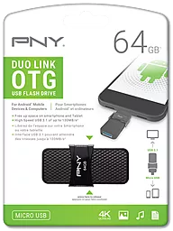 Флешка PNY Duo Link OTG Micro USB 3.0 64GB (P-FD64GOTGSLMB-GE) Black - мініатюра 4