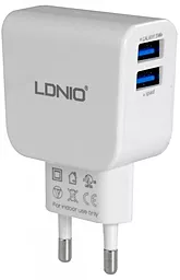 Мережевий зарядний пристрій LDNio 2USB 2.1A White (DL-AC56)