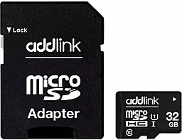 Карта пам'яті AddLink microSDHC 32GB Class 10 UHS-I U1 + SD-адаптер (ad32GBMSH310A) - фото Карта пам'яті AddLink microSDHC 32GB Class 10 UHS-I U1 + SD-адаптер (ad32GBMSH310A)