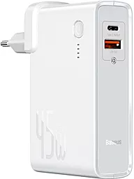 Сетевое зарядное устройство Baseus Power Station 45W PD + QC3.0 GaN USB-C+A + USB-C-C Cable + Power Bank 10000 mAh White (PPNLD-C02)