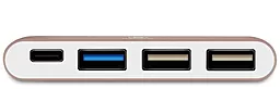Мультипортовый USB Type-C хаб Baseus Sharp Series USB-C+3HUB Adapter Rose Gold (CATYPEC2-3H0R) - миниатюра 2