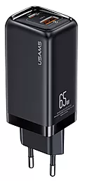 Сетевое зарядное устройство Usams T47 Super Si 65w PD USB-C/USB-A ports fast charger black (US-CC153) - фото Сетевое зарядное устройство Usams T47 Super Si 65w PD USB-C/USB-A ports fast charger black (US-CC153)