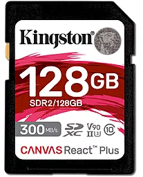 Карта пам'яті Kingston 128 GB SDXC Class 10 UHS-II U3 Canvas React Plus SDR2/128GB - фото Карта пам'яті Kingston 128 GB SDXC Class 10 UHS-II U3 Canvas React Plus SDR2/128GB