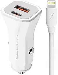 Автомобильное зарядное устройство WUW T51 2.4a 2xUSB-A ports car charger + Lightning cable white - фото Автомобильное зарядное устройство WUW T51 2.4a 2xUSB-A ports car charger + Lightning cable white