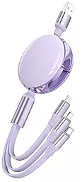 Універсальний кабель Hoco X78 3-in-1 USB-A to Type-C/Lightning/micro USB 12w 2.4a 1м сable Purple - фото Універсальний кабель Hoco X78 3-in-1 USB-A to Type-C/Lightning/micro USB 12w 2.4a 1м сable Purple
