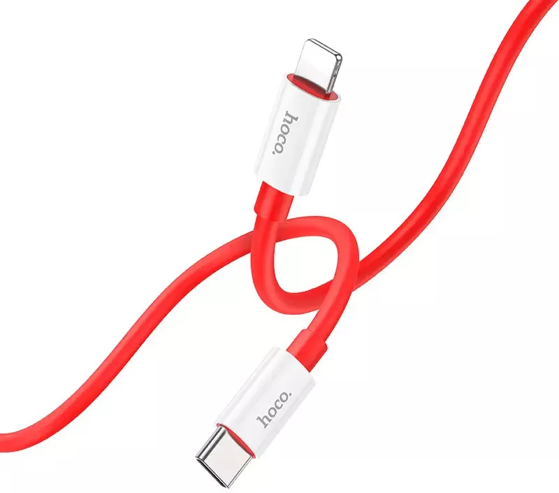 Кабель Hoco X87 Magic Silicone USB Type-C - Lightning 20w 3a 1м PD сable Red - фото 2