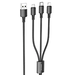 Кабель USB Borofone BX72 3-in-1 USB Type-C/Lightning/micro USB Cable Black