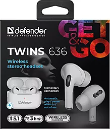 Наушники Defender Twins 636 Pro Bluetooth White (63636) - миниатюра 7
