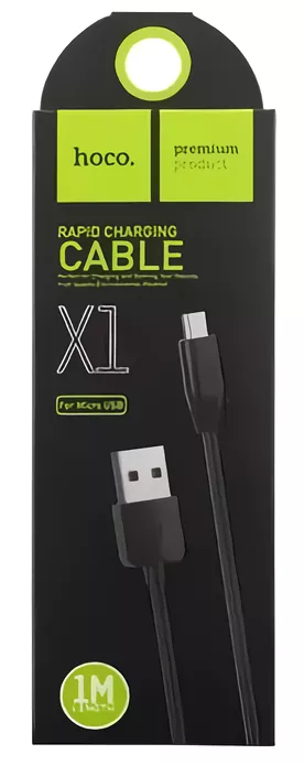 Кабель Hoco X1 Rapid USB-A - micro USB 12w 2.4a 1м cable Black - фото 3