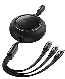 USB Кабель Baseus Bright Mirror Retractable 100w 5a 3-in-1 3-in-1 USB to Type-C/Lightning/micro USB Cable black (CAMLC-AMJ01)