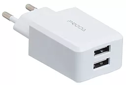 Сетевое зарядное устройство с быстрой зарядкой Proda 2.1a 2xUSB-A ports home charger white (PD-A22-WH) - фото Сетевое зарядное устройство с быстрой зарядкой Proda 2.1a 2xUSB-A ports home charger white (PD-A22-WH)