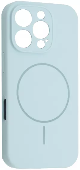 Чехол Silicone Case Full Camera Fine Ring MagSafe для Apple iPhone 16 Pro  Light Blue - фото 1