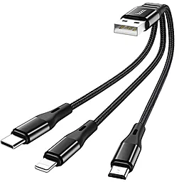 Універсальний кабель Hoco X47 Harbor 3-in-1 USB-A to Type-C/Lightning/micro USB 12w 2.4a 0.25м сable Black - мініатюра 3 Універсальний кабель Hoco X47 Harbor 3-in-1 USB-A to Type-C/Lightning/micro USB 12w 2.4a 0.25м сable Black - мініатюра 3