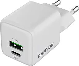 Сетевое зарядное устройство Canyon CU20AC 20w GaN PD/QC USB-C/USB-A ports charger white (CNS-CUW20AC)