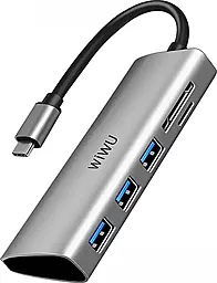 USB Type-C хаб WIWU 532ST 5-in-1 grey - фото USB Type-C хаб WIWU 532ST 5-in-1 grey