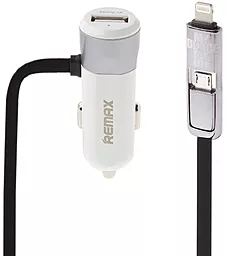 Автомобільний зарядний пристрій Remax USB 3.4A with Cable 2in1 Lightning / micro USB White/Black (RCC102)