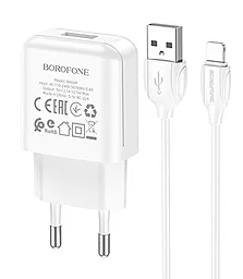 Сетевое зарядное устройство Borofone BA64A Single Port + Lightning Cable White