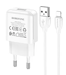 Сетевое зарядное устройство Borofone BA64A 2.1a home ports + Lightning cable white