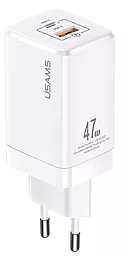 Сетевое зарядное устройство с быстрой зарядкой Usams T41 47w GaN PD USB-C/USB-A ports fast charger white (US-CC137) - фото Сетевое зарядное устройство с быстрой зарядкой Usams T41 47w GaN PD USB-C/USB-A ports fast charger white (US-CC137)