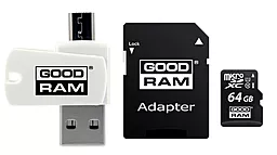 Карта памяти GooDRam microSDXC 64 GB Class 10 UHS-I U1 + SD-адаптер (M1A4-0640R12)