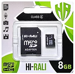 Карта памяти Hi-Rali microSDHC 8GB Class 4 + SD-адаптер (HI-8GBSDCL4-01)
