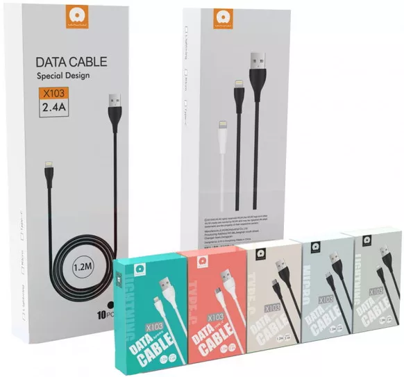 Кабель WUW X103 USB-A - Type-C 12w 2.4a 1м cable White - фото 2