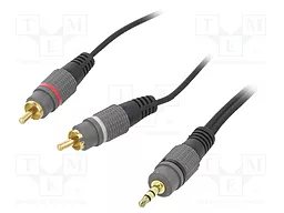 Аудіо кабель Cablexpert Aux mini Jack 3.5 mm - 2хRCA M/M Cable 1.5 м silver (CCA-352-1.5M) - мініатюра 2