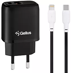 Сетевое зарядное устройство Gelius GP-HC014 X-Duo 20w PD USB-C/USB-A ports charger + USB-C to Lightning cable black - фото Сетевое зарядное устройство Gelius GP-HC014 X-Duo 20w PD USB-C/USB-A ports charger + USB-C to Lightning cable black