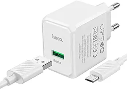 Мережевий зарядний пристрій Hoco CS12A 18w QC3.0 home charger + micro USB cable white - фото Мережевий зарядний пристрій Hoco CS12A 18w QC3.0 home charger + micro USB cable white