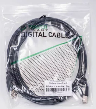 Кабель (шлейф) PowerPlant USB 2.0 AM – BM, 3м, One ferrite - фото 3