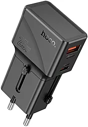 Сетевое зарядное устройство Hoco AC24 Mini 25w PD/QC USB-C/USB-A ports fast charger black - фото Сетевое зарядное устройство Hoco AC24 Mini 25w PD/QC USB-C/USB-A ports fast charger black