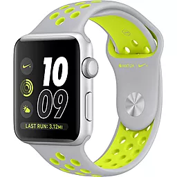 Сменный ремешок для умных часов Apple Watch Nike Sport Band 38mm Silver/Volt (M-L size) - миниатюра 4