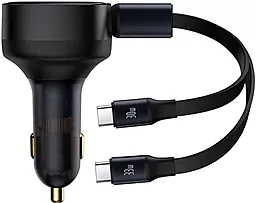 Автомобільний зарядний пристрій Baseus Enjoyment Retractable 33W 2 in 1 + USB-C - USB-C Cable Black (C00035500111-00)