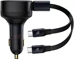 Автомобільний зарядний пристрій Baseus Enjoyment Retractable 2-in-1 33w PD USB-C to USB-C cable black (C00035500111-00)