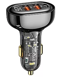Автомобильное зарядное устройство Usams US-CC159 Digital Display 2USB/USB-C PD&QC3.0 80W 3A Transparent Black