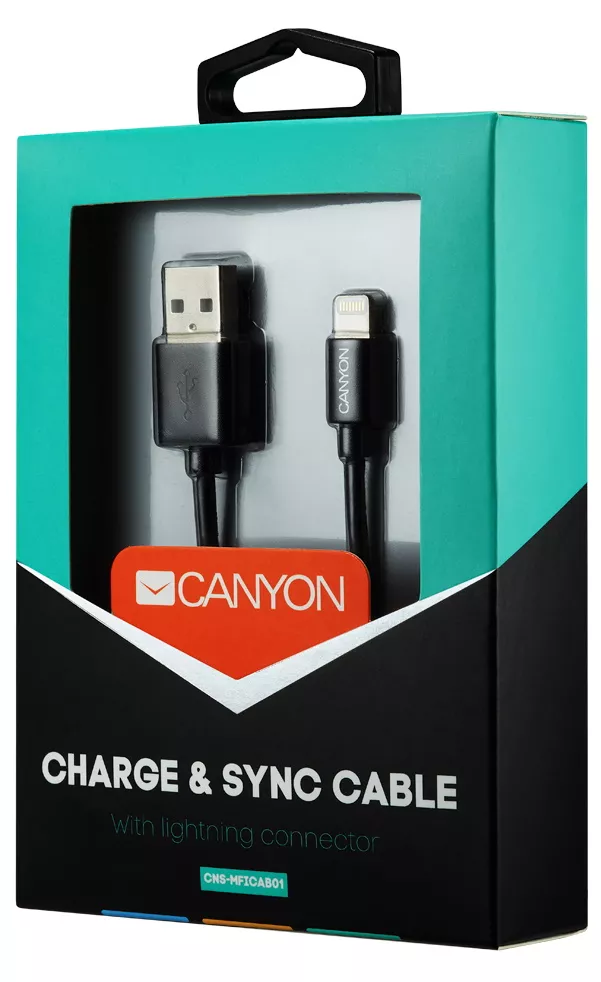 Кабель Canyon USB-A - Lightning 12w 2.4a 1м cable Black (CNS-MFICAB01B) - фото 3