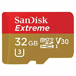 Карта памяти SanDisk microSDHC 32GB Extreme Class 10 UHS-I U3 V30 + SD-адаптер (SDSQXVF-032G-GN6MA) - миниатюра 2