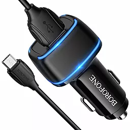 Автомобильное зарядное устройство Borofone BZ14 Max 2.4a 2xUSB-A ports car charger + micro USB cable black