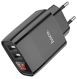 Мережевий зарядний пристрій Hoco C86A Illustrious Power 12W 2.4A USB-A-C Max LED Display Black - мініатюра 5